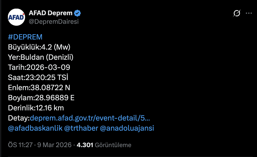 denizli deprem