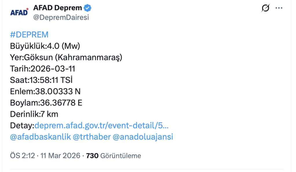 Kahramanmaraş deprem