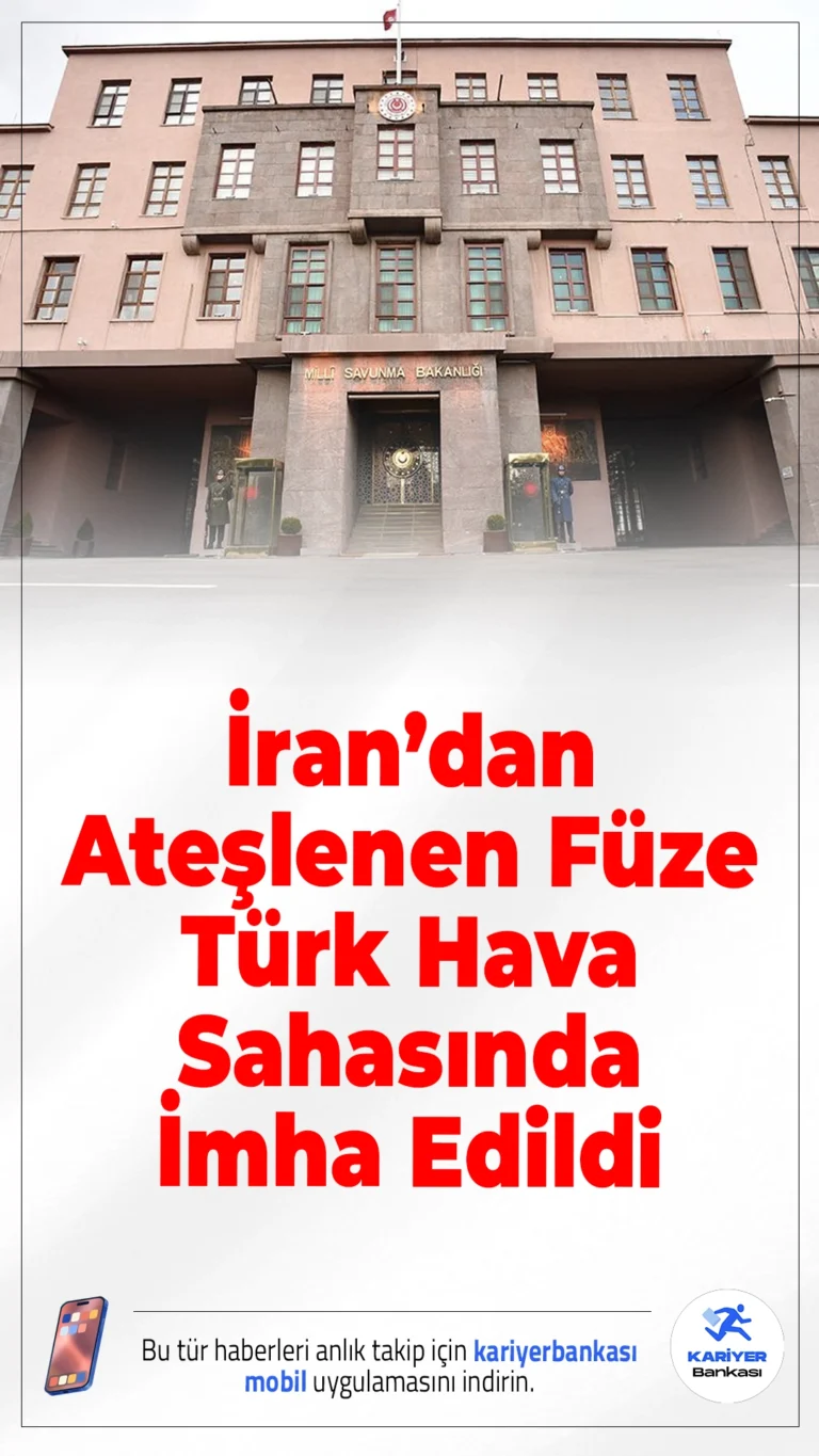 MSB: İran’dan Ateşlenen Füze Türk Hava Sahasında İmha Edildi.Milli Savunma Bakanlığı, İran’dan ateşlenerek Türk hava sahasına giren balistik mühimmatın NATO savunma unsurları tarafından etkisiz hale getirildiğini açıkladı.
