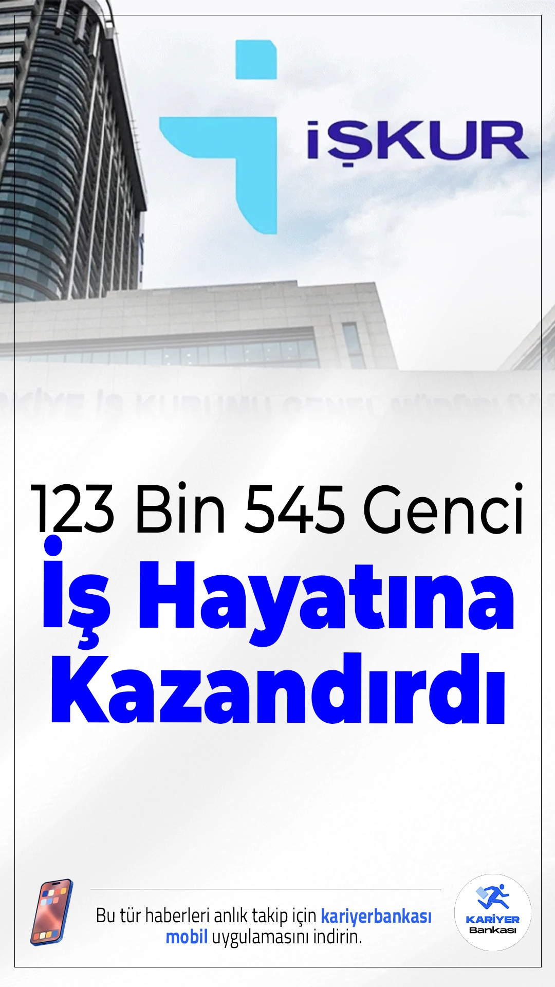 İŞKUR 123 Bin 545 Genci İş Hayatına Kazandırdı.İŞKUR’un yürüttüğü çalışmalar kapsamında 2019’dan bu yana yüz binlerce genç tespit edilerek iş gücü piyasasına yönlendirildi. 123 binden fazla genç ise işe yerleştirildi.