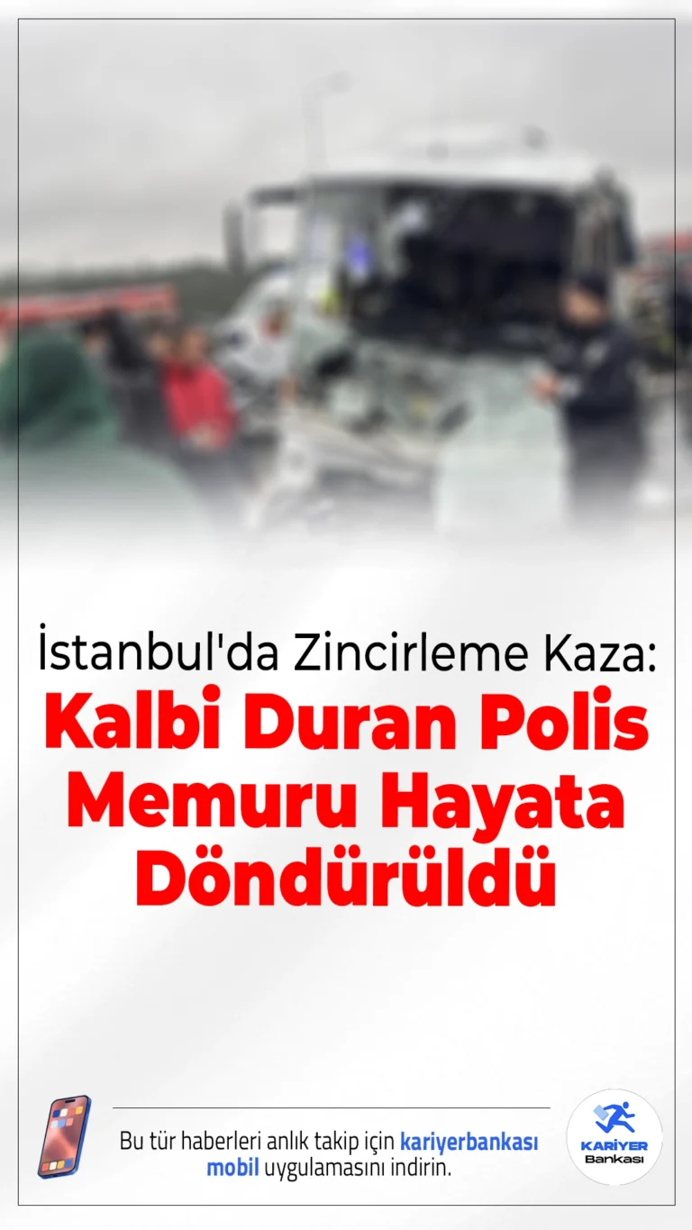 İstanbul'da Zincirleme Kaza: Kalbi Duran Polis Memuru Hayata Döndürüldü.Başakşehir’de polisleri taşıyan servis minibüsü kazaya karıştı. Kalbi duran bir polis memuru, yapılan müdahaleyle yeniden hayata döndürüldü.