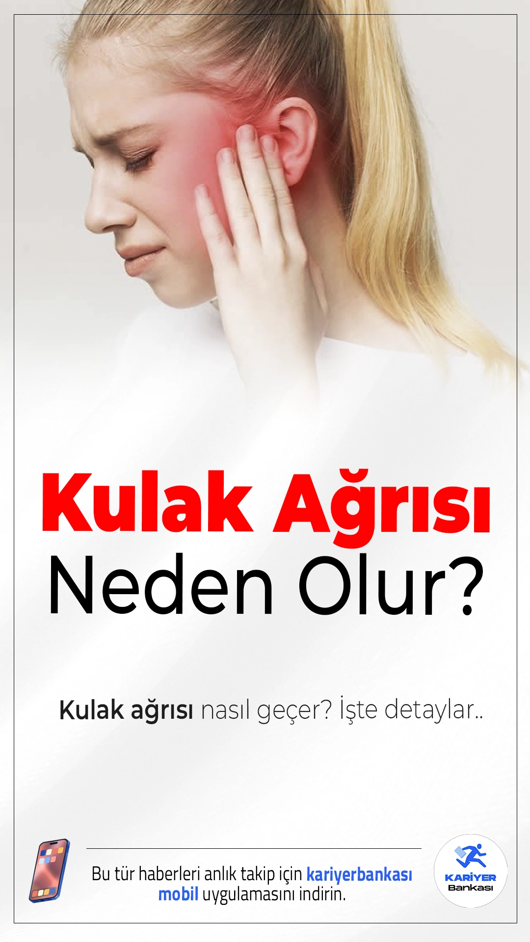 Kulak Ağrısı Neden Olur? Kulak Ağrısı Nasıl Geçer?Kulak ağrısı; enfeksiyon, kulak kiri, basınç değişimi veya kulak zarındaki sorunlar gibi birçok nedenle ortaya çıkabilen yaygın bir sağlık problemidir. Uzmanlara göre ağrının nedenine bağlı olarak farklı tedavi yöntemleri uygulanabilir.