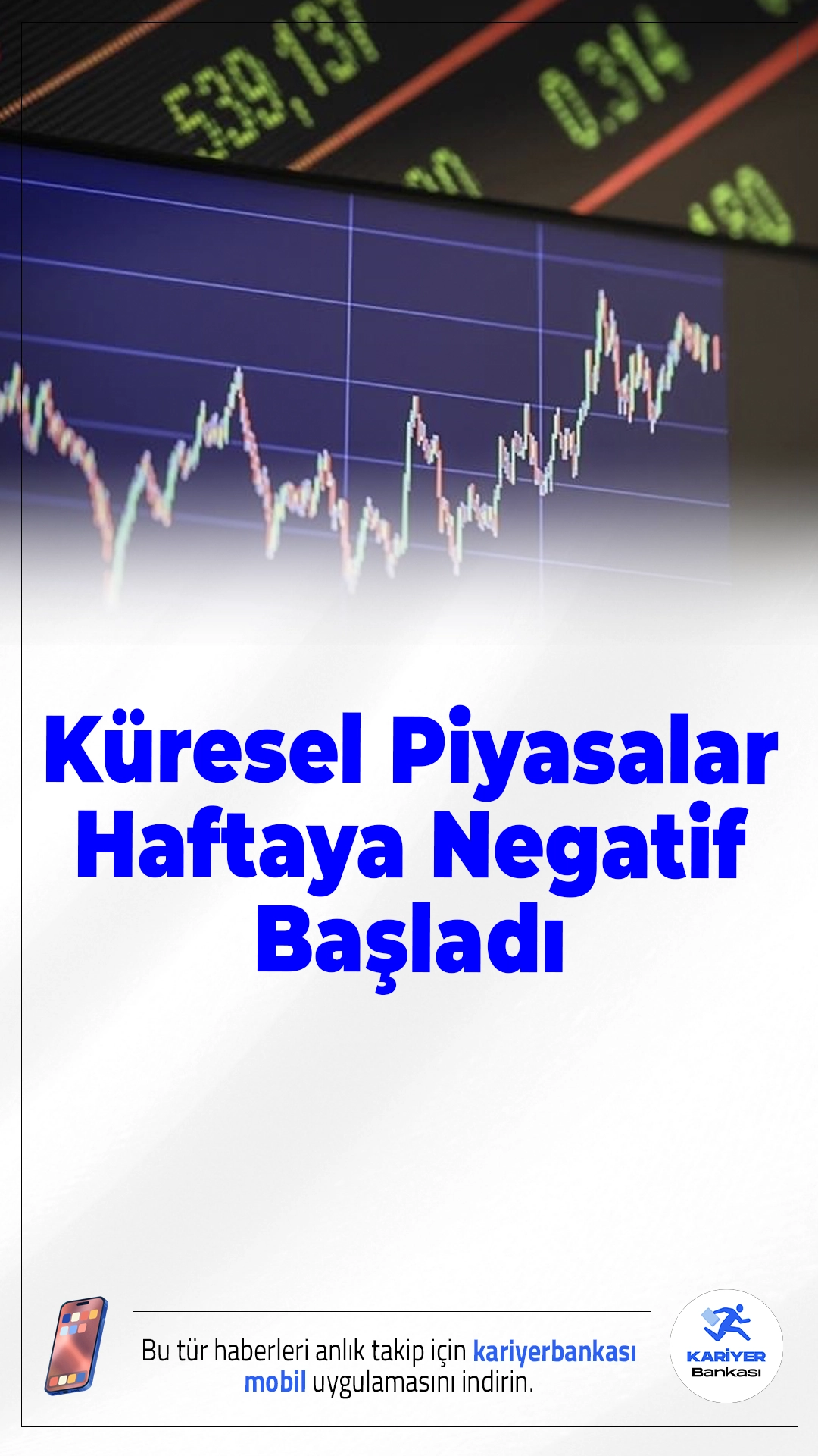 Küresel Piyasalar Haftaya Negatif Başladı.Küresel piyasalarda yeni haftaya satış baskısı hakim oldu. Petrol fiyatlarındaki sert yükseliş ve Orta Doğu’daki jeopolitik gerilimler yatırımcıların risk iştahını azaltırken, borsalarda düşüşler görüldü.