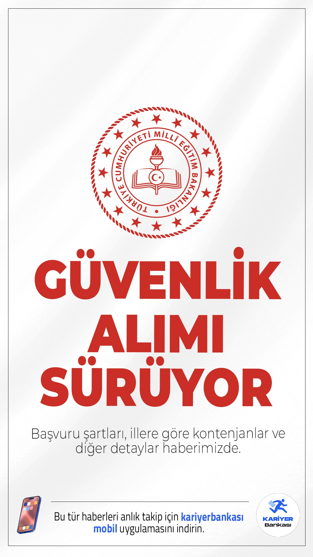 MEB 127 Güvenlik Görevlisi Alımı Sürüyor.Milli Eğitim Bakanlığı (MEB) 903 personel alımı kapsamında koruma ve güvenlik görevlisi alımı başvuruları devam ediyor. İlgili alım duyurusunda, MEB'e ön lisans mezunu kadın-erkek adaylardan olmak üzere güvenlik alımı yapılacağı aktarıldı. Başvurular 6 Mart 2026 tarihine kadar sürecek.Başvuru şartları, illere göre kontenjanlar ve diğer detaylar bu haberimizde.