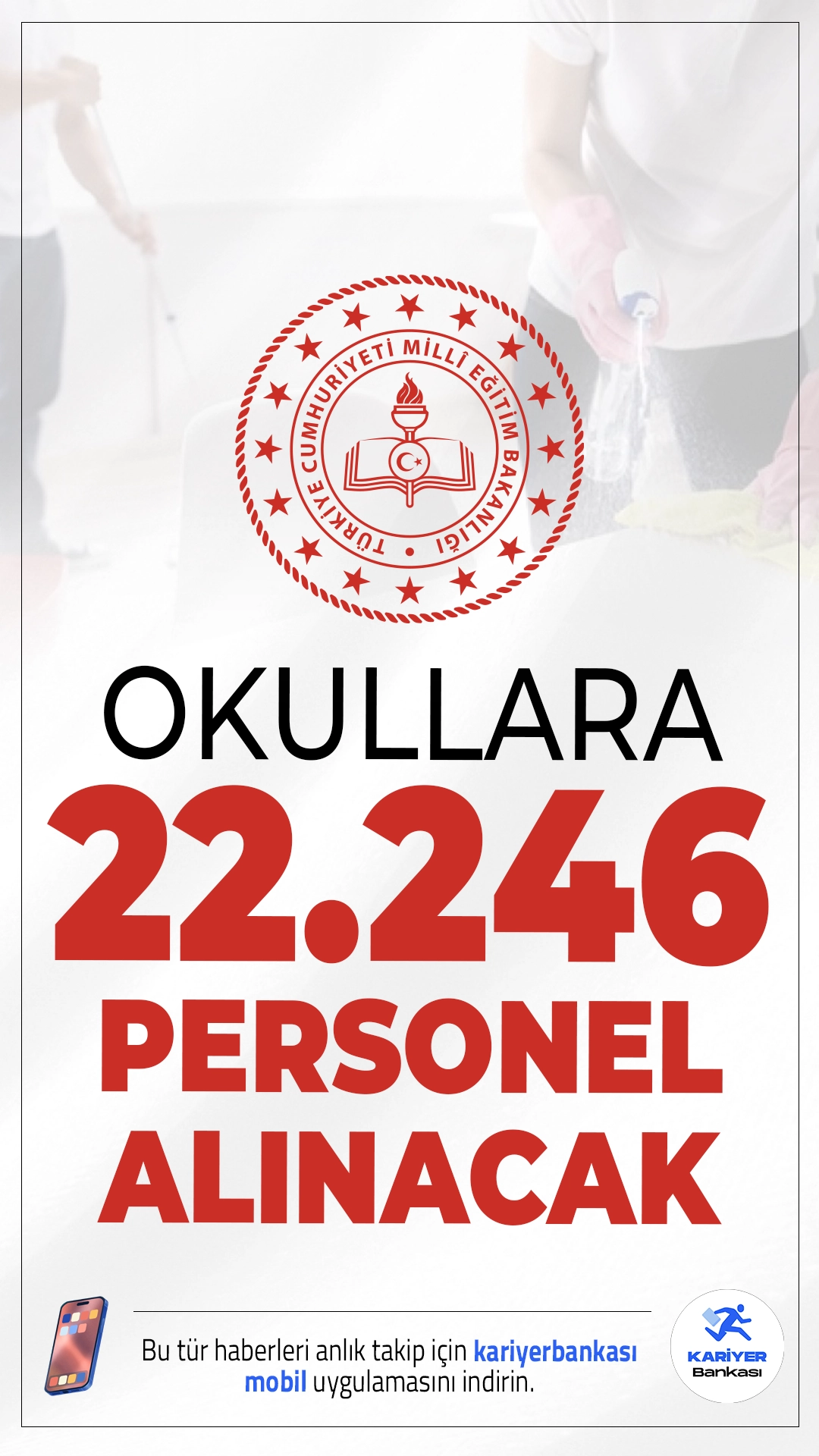 MEB Okullara 26.246 TYP Personel Alımı Yapıyor.Milli Eğitim Bakanlığı (MEB), 2026 yılı eğitim öğretim döneminde okullarda görevlendirilmek üzere 26.246 TYP temizlik personeli alımı için başvuruları almaya devam ediyor. İŞKUR üzerinden yürütülen Toplum Yararına Program (TYP) kapsamında gerçekleştirilecek alımlar, birçok şehirde okulların temizlik hizmetlerinde görev yapacak geçici personelleri kapsıyor.