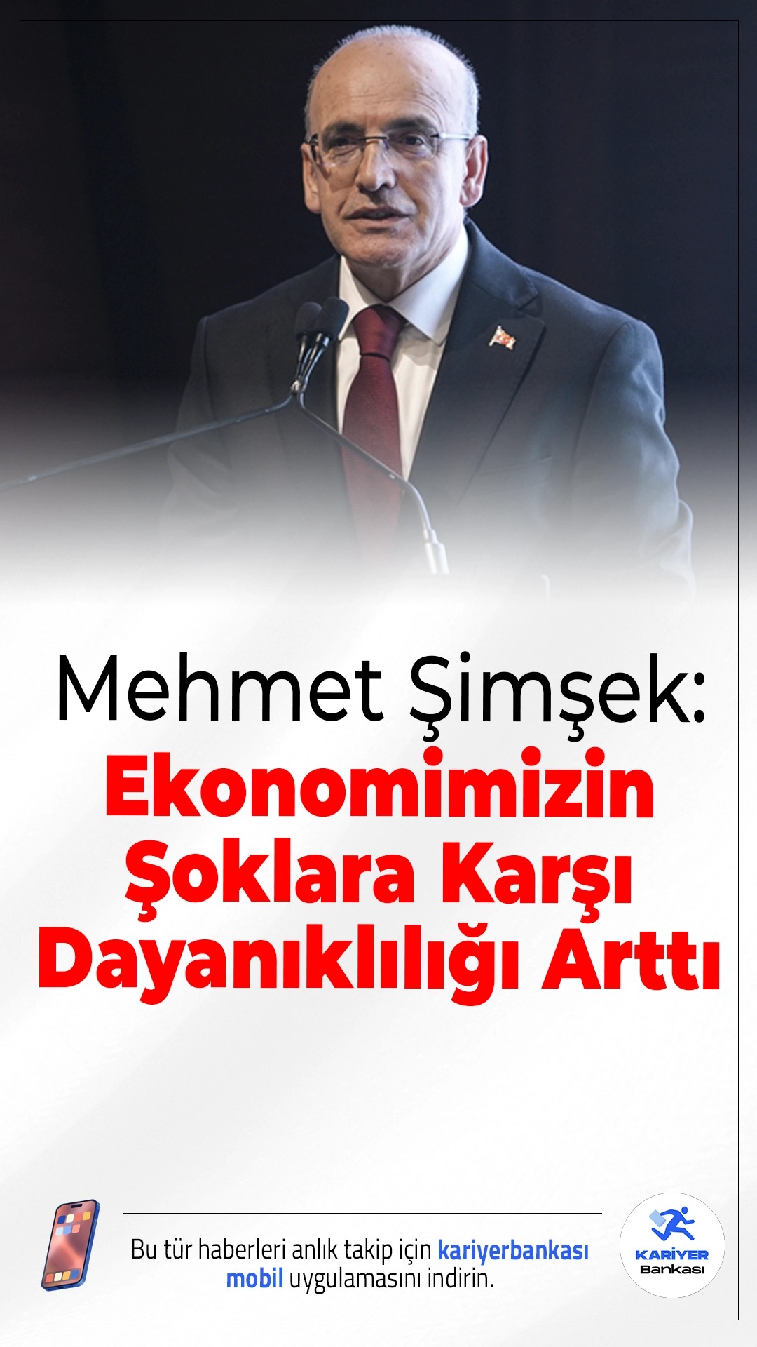 Mehmet Şimşek: Ekonomimizin Şoklara Karşı Dayanıklılığı Arttı.Cari açığın artabileceğini belirten Bakan Mehmet Şimşek, uygulanan ekonomik program sayesinde Türkiye ekonomisinin bu durumu yönetebilecek güçte olduğunu söyledi.