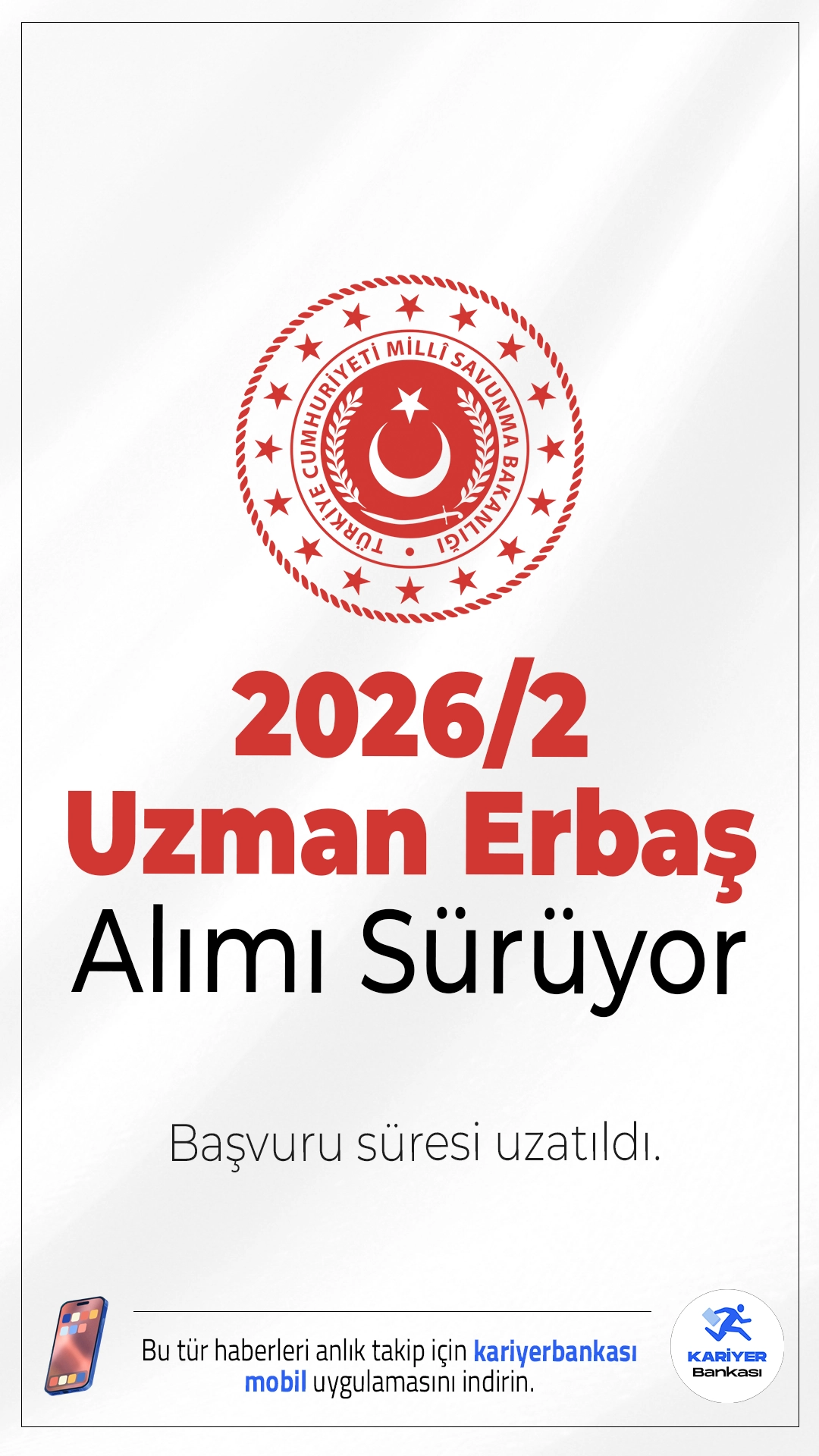 MSB 2026/2 Uzman Erbaş Alımı Başvurusu Devam Ediyor.Milli Savunma Bakanlığı (MSB), 2026/2 Teknik Sınıf Uzman Erbaş Temini için başvurular sürüyor.Başvuru yapacak adayların belirtilen şartları sağlaması gerekmektedir. Adaylar başvurularını belirtilen tarihler arasında çevrim içi olarak gerçekleştirecek.Başvuru işlemleri 16 Mart 2026 tarihine kadar alınacak.Başvuru şartları ve diğer detaylar bu haberimizde.