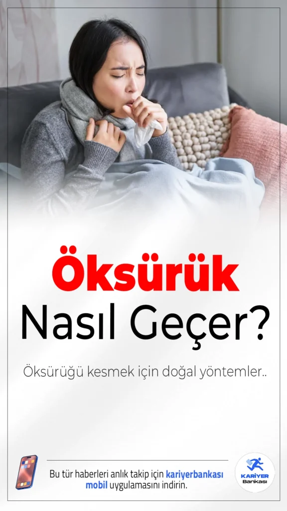 Öksürük Nasıl Geçer? Öksürüğü Kesmek için Doğal Yöntemler.Öksürük, solunum yollarını temizleyen doğal bir refleks olsa da uzun sürdüğünde günlük yaşamı zorlaştırabilir. Doğru yöntemlerle hafifletmek mümkün olsa da şiddetli ve uzun süreli öksürüklerde mutlaka uzman görüşü alınması gerekir.