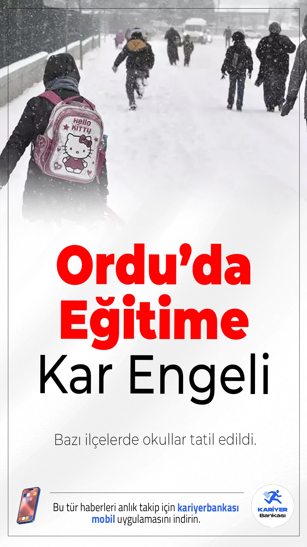 Ordu’da Eğitime Kar Engeli: Bazı İlçelerde Okullar Tatil Edildi.Ordu’nun bazı ilçelerinde etkili olan kar yağışı ve buzlanma nedeniyle eğitime 1 gün ara verildi.