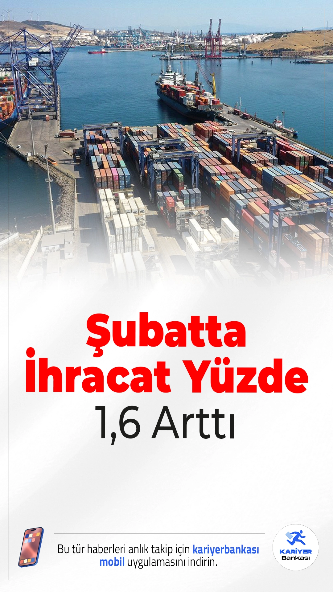 Şubatta İhracat Yüzde 1,6 Arttı.Ticaret Bakanı Ömer Bolat, şubat ayında ihracatın yüzde 1,6 artarak 21 milyar 65 milyon dolara ulaştığını açıkladı. Bu rakam, en yüksek ikinci şubat ayı performansı oldu.
