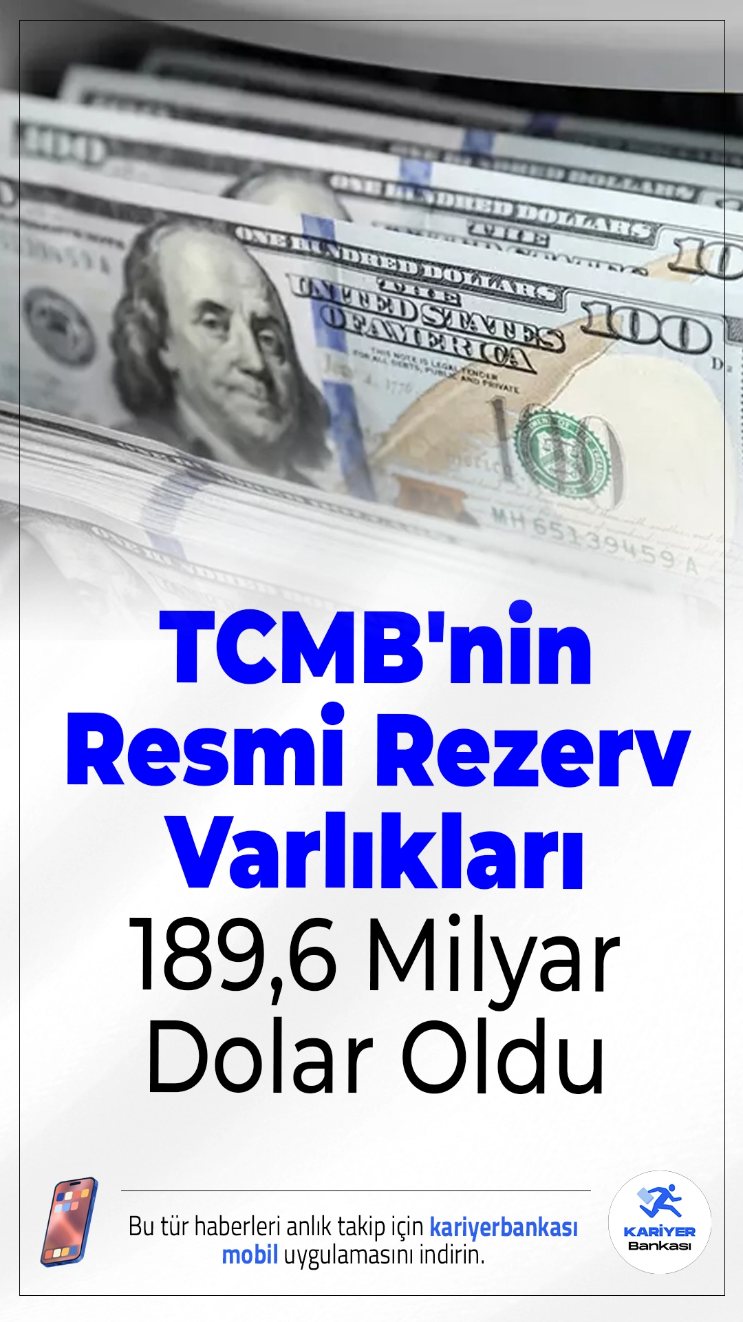 TCMB'nin Resmi Rezerv Varlıkları 189,6 Milyar Dolar Oldu.Merkez Bankası rezervlerinde haftalık bazda yüzde 4 düşüş yaşanırken, toplam rezerv 189,6 milyar dolar seviyesine geriledi.