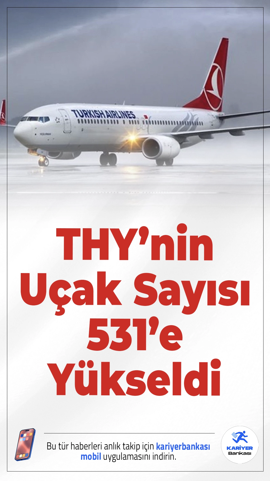 THY’nin Uçak Sayısı 531’e Yükseldi.Türk Hava Yolları’nın filosundaki uçak sayısı 531’e ulaştı. 2003 yılında 65 olan filo, yıllar içinde büyük bir büyüme kaydetti.