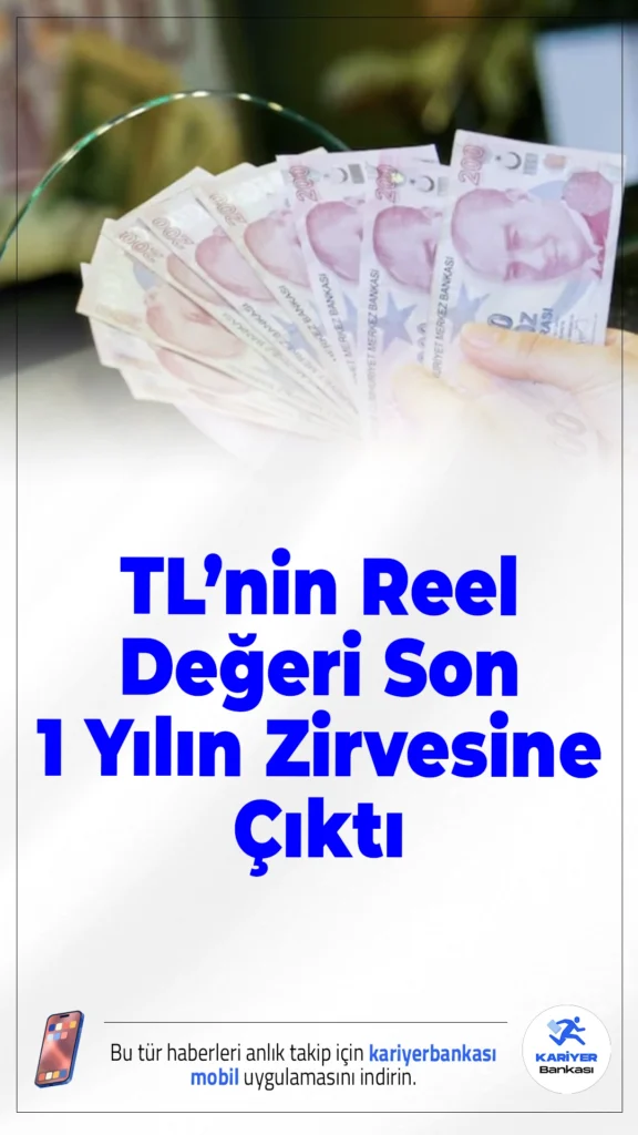 TL’nin Reel Değeri Son 1 Yılın Zirvesine Çıktı.Türkiye Cumhuriyet Merkez Bankası verilerine göre reel efektif döviz kuru endeksi şubat ayında yükselerek son bir yılın en yüksek seviyesine ulaştı.