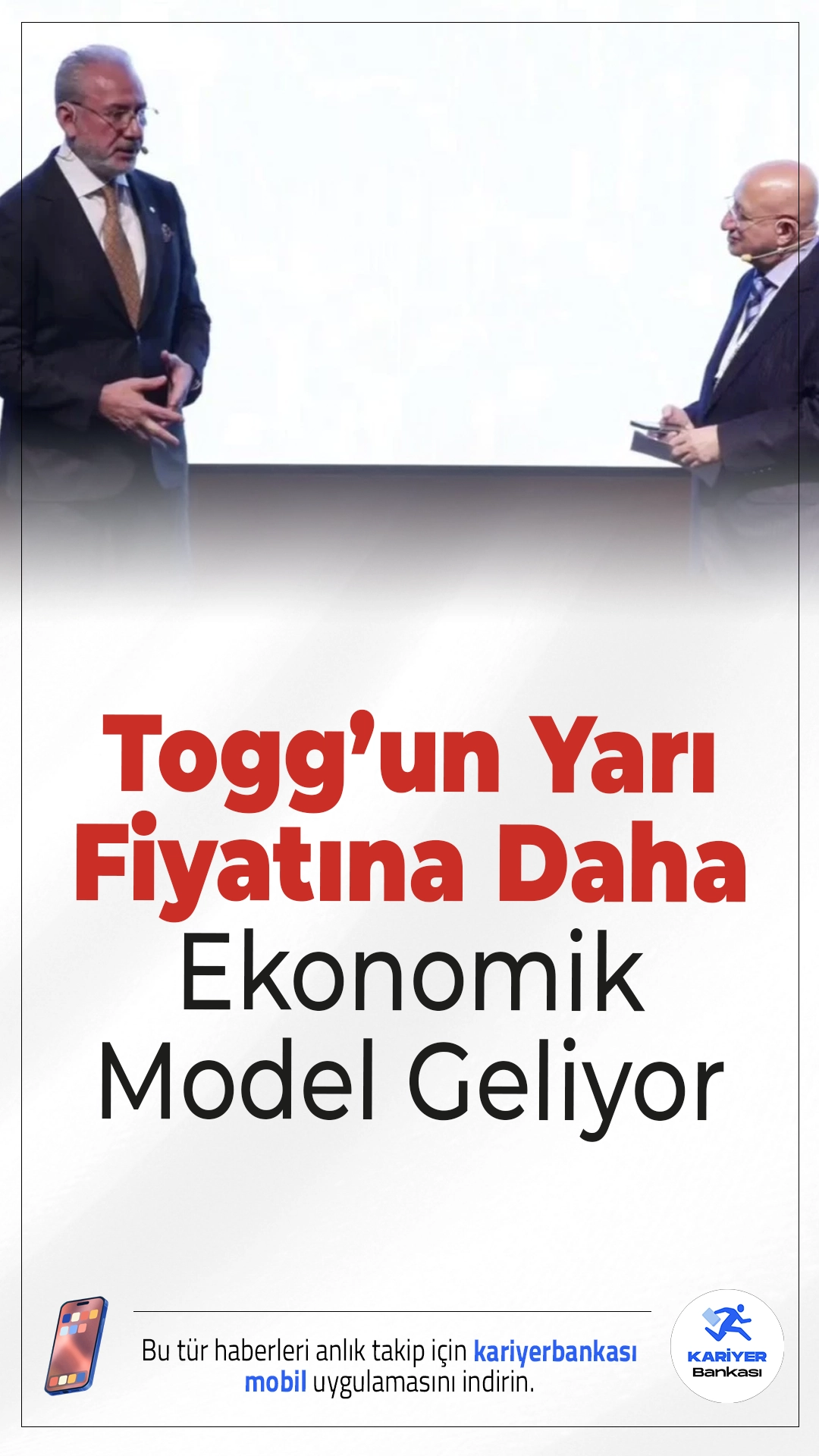 Fuat Tosyalı: Togg’un Yarı Fiyatına Daha Ekonomik Model Geliyor.Tosyalı Holding ve Togg Yönetim Kurulu Başkanı Fuat Tosyalı, İstanbul Finans Merkezi’nde düzenlenen “Ekonominin Ufuk Turu ‘26” etkinliğinde önemli açıklamalarda bulundu. Etkinlik, Ekonomim.com tarafından gerçekleştirildi.