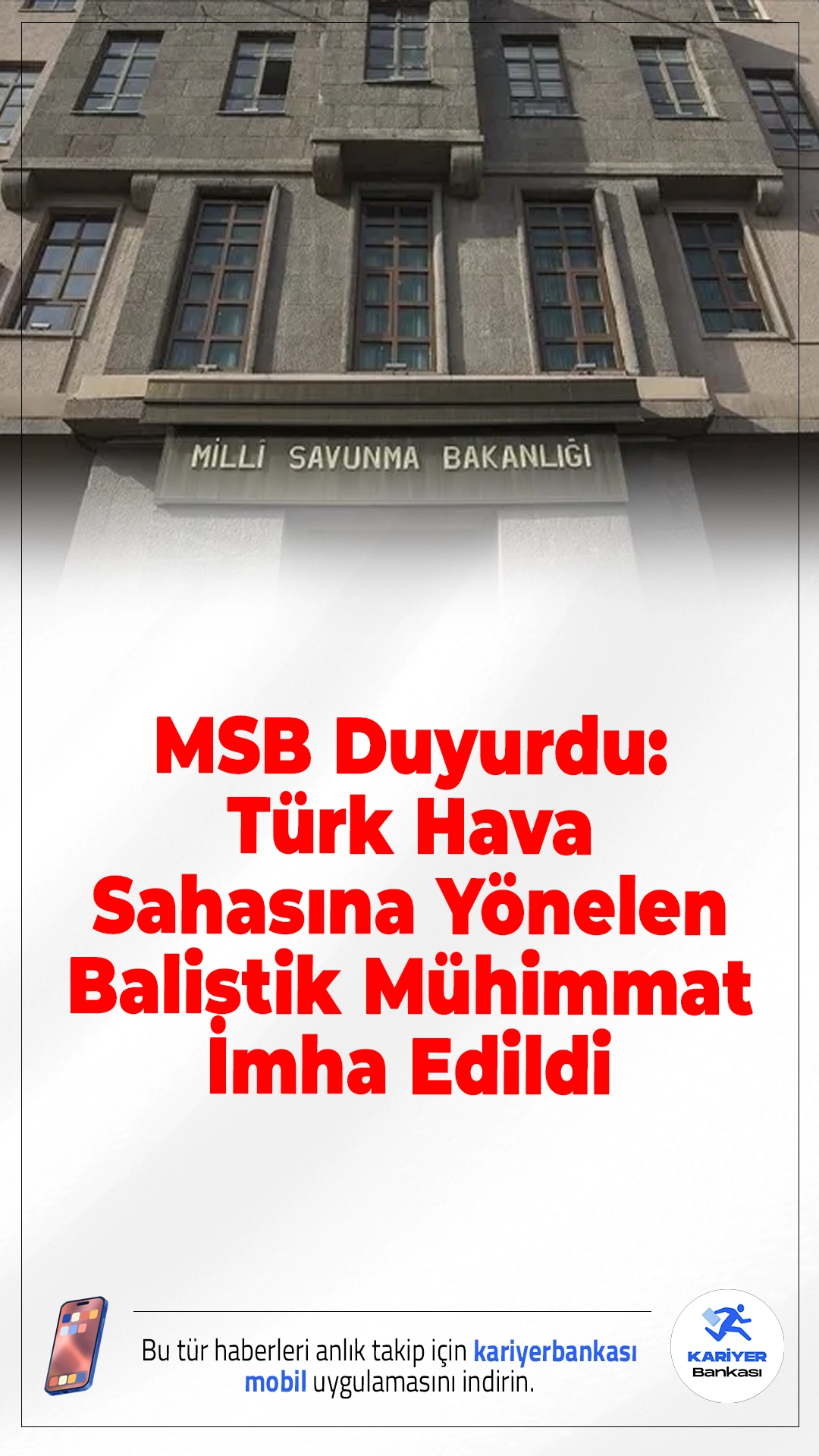 MSB Duyurdu: Türk Hava Sahasına Yönelen Balistik Mühimmat İmha Edildi.İran’dan ateşlenen ve Türkiye’ye yöneldiği belirlenen balistik mühimmat, NATO hava savunma sistemleri tarafından Doğu Akdeniz üzerinde etkisiz hale getirildi.