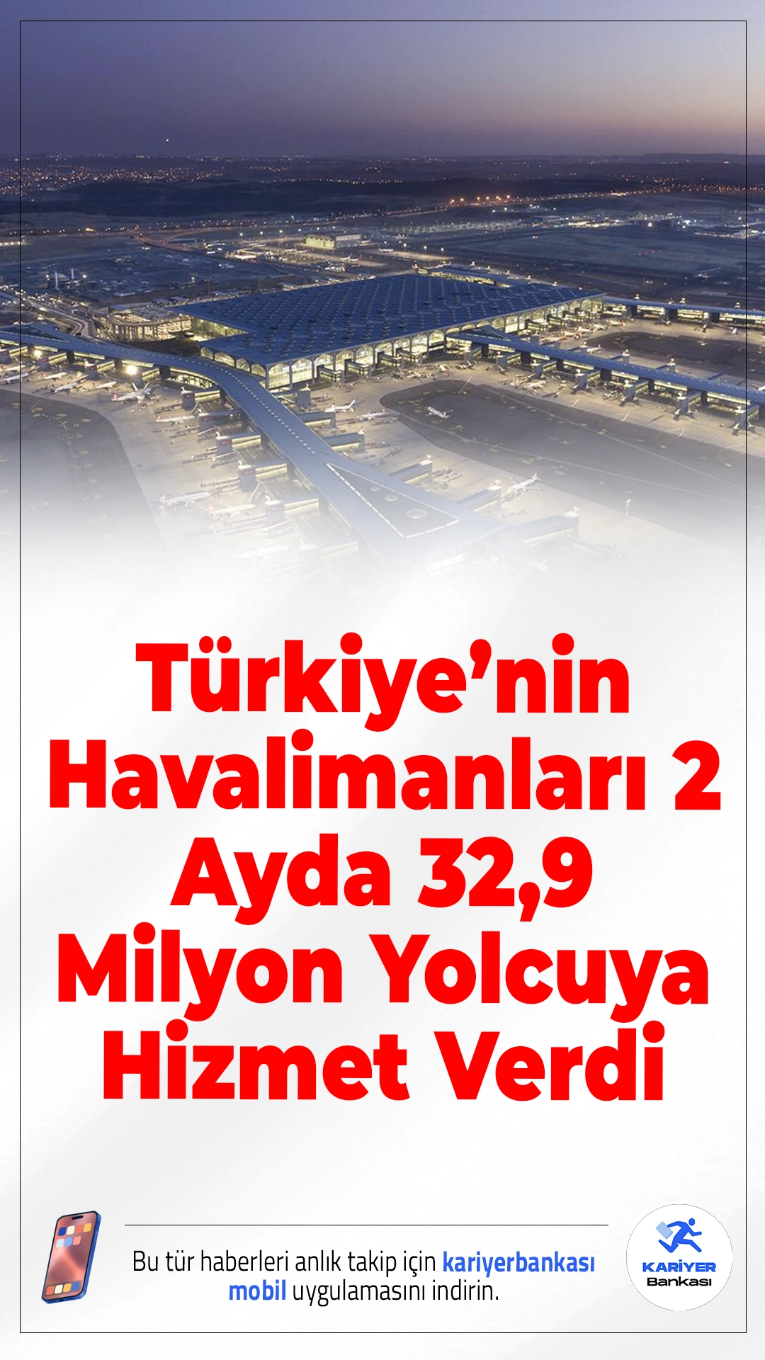 Türkiye’nin Havalimanları 2 Ayda 32,9 Milyon Yolcuya Hizmet Verdi.Türkiye genelindeki havalimanlarında ocak ve şubat aylarında toplam 32 milyon 877 bin 752 yolcuya hizmet verildi.