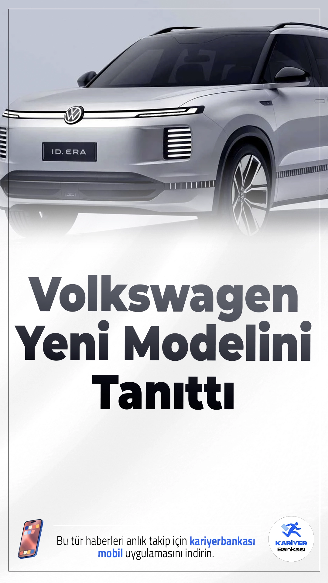 Volkswagen 300 Km Benzinsiz de Gidebilen Otomobilini Tanıttı.Volkswagen, menzil kaygısını bitirmeyi hedefleyen ID.ERA modelini tanıttı. Yeni SUV, 300 km tamamen elektrikli, toplamda ise 1000 km’ye kadar menzil sunuyor.