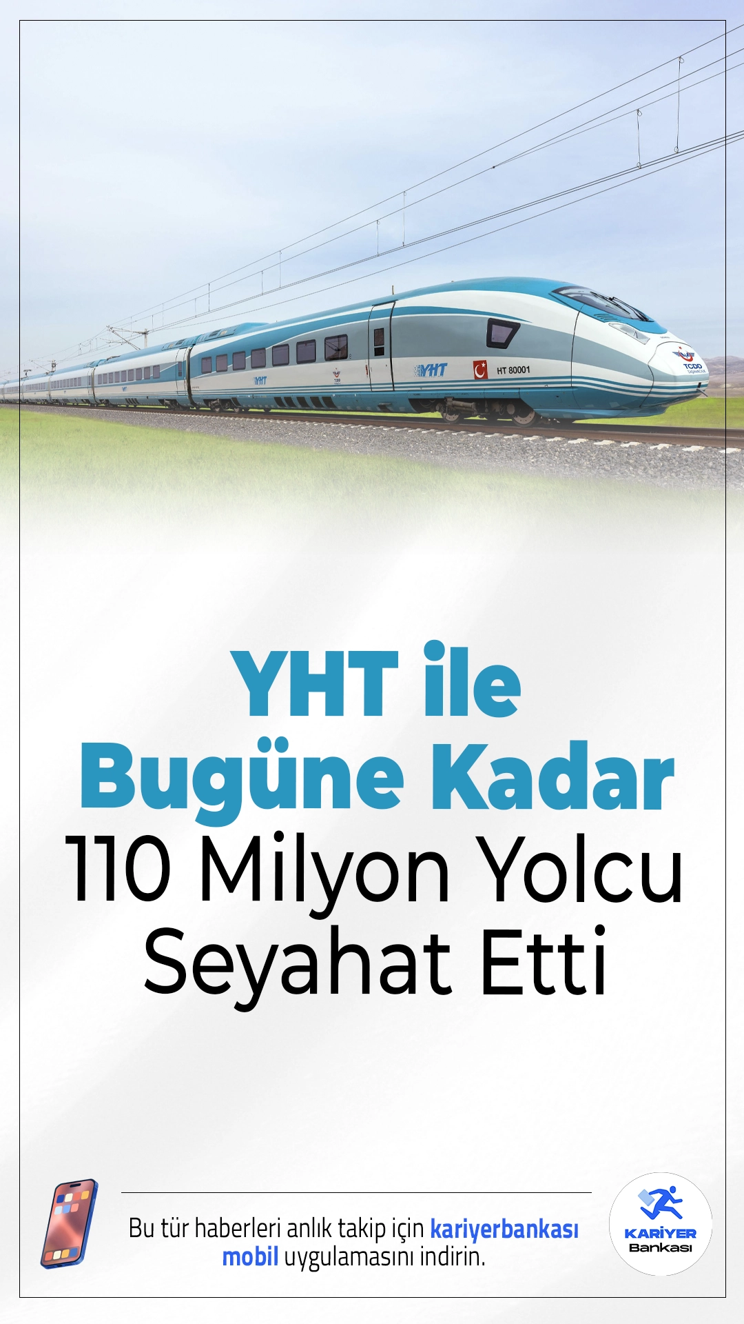 YHT ile Bugüne Kadar 110 Milyon Yolcu Seyahat Etti.Türkiye’de yüksek hızlı trenlerle bugüne kadar yaklaşık 110 milyon yolcu seyahat etti. YHT hatlarının toplam uzunluğu ise 2 bin 251 kilometreye ulaştı.