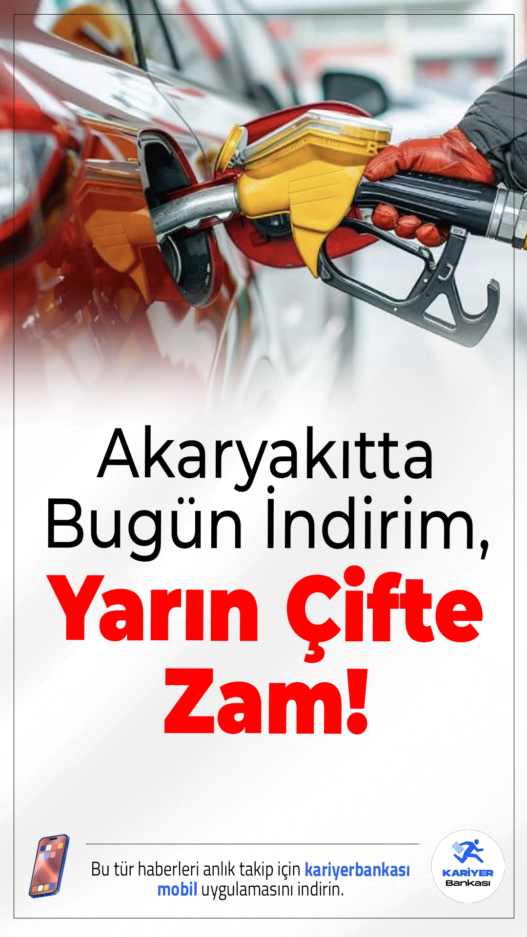 Akaryakıtta Bugün İndirim, Yarın Çifte Zam!Petrol fiyatlarındaki dalgalanma akaryakıta yansıdı; bugün indirim gelirken yarın benzin ve motorine zam geliyor.