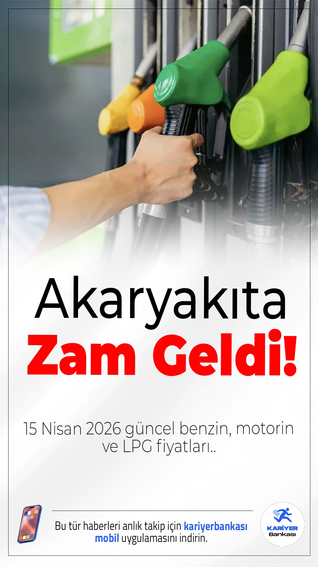 Akaryakıta Zam Geldi! 15 Nisan 2026 Güncel Benzin, Motorin ve LPG Fiyatları..Akaryakıta gelen son zamların ardından 15 Nisan 2026 itibarıyla benzin, motorin ve LPG fiyatları yeniden yükseldi. İşte il il güncel fiyatlar…