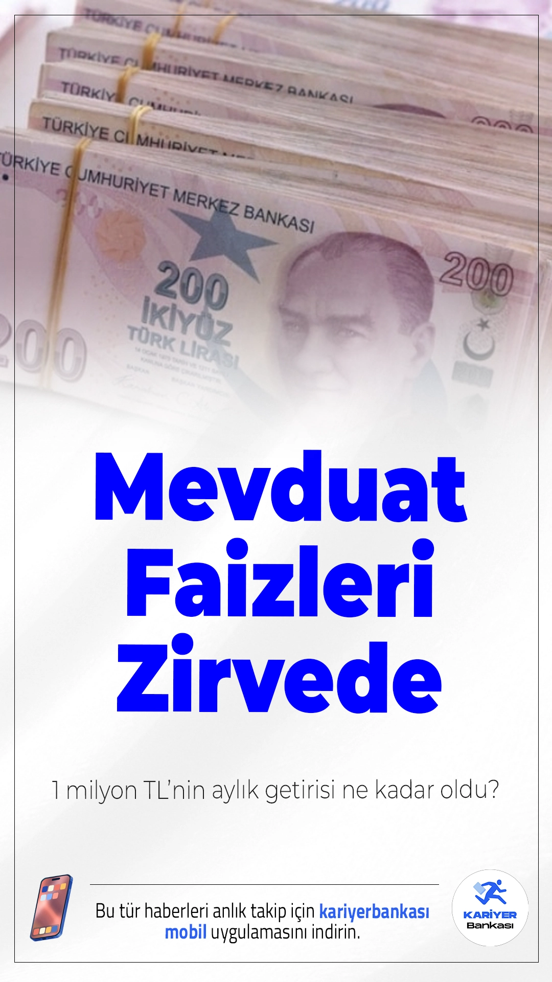 Mevduat Faizleri Zirvede: 1 Milyon TL’nin Aylık Getirisi 32 Bin TL’yi Aştı.Bankalar faiz yarışına girdi; 1 milyon TL’nin aylık getirisi 25 bin TL’den başlayıp 32 bin TL’ye kadar çıkıyor.