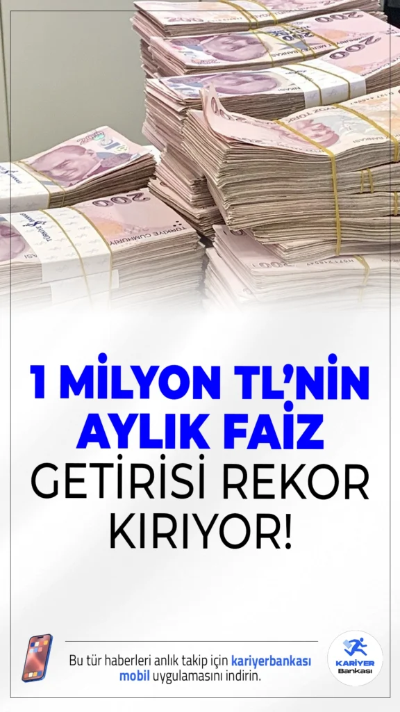 1 Milyon TL’nin Aylık Getirisi Ne Kadar? İşte Detaylar....Mevduat faizlerinde sınırlı düşüş başladı; 1 milyon TL’nin aylık getirisi 31 bin TL seviyesinde hesaplandı.