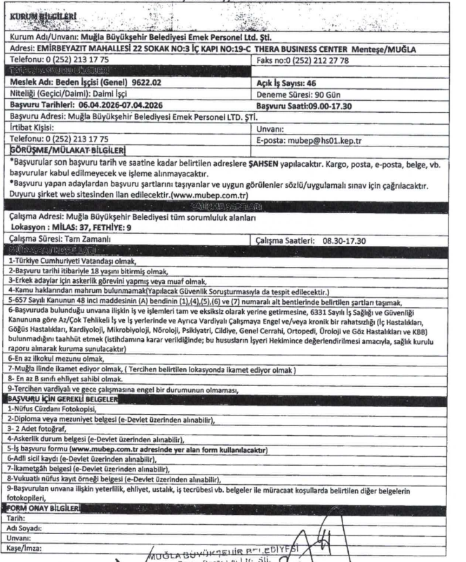 MUBEP 2026 Personel Alımı