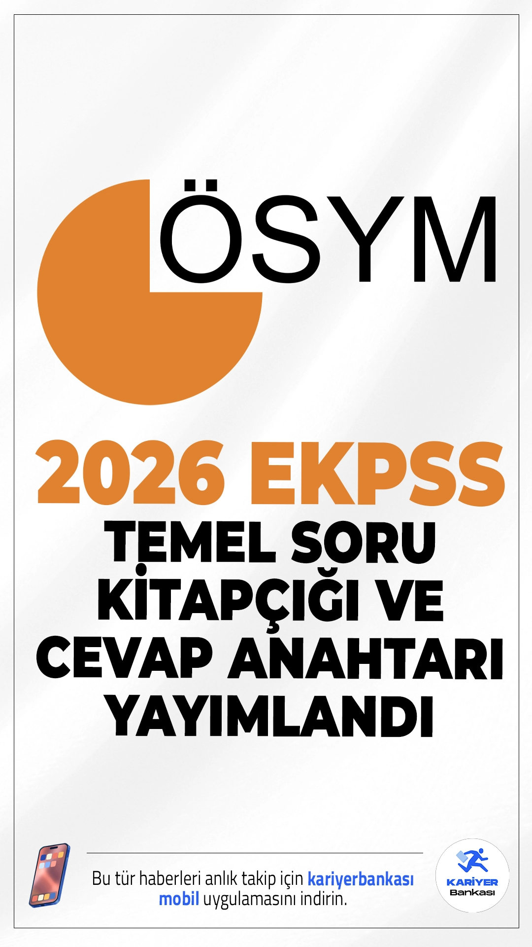 2026-EKPSS: Temel Soru Kitapçıkları ve Cevap Anahtarları Yayımlandı.ÖSYM sayfasından yayımlanan duyuruda, 19 Nisan 2026 tarihinde uygulanan Engelli Kamu Personeli Seçme Sınavı’nın (2026-EKPSS) Temel Soru Kitapçıkları ile Cevap Anahtarlarının %10’unun aşağıdaki bağlantıda erişime açıldığı aktarıldı.