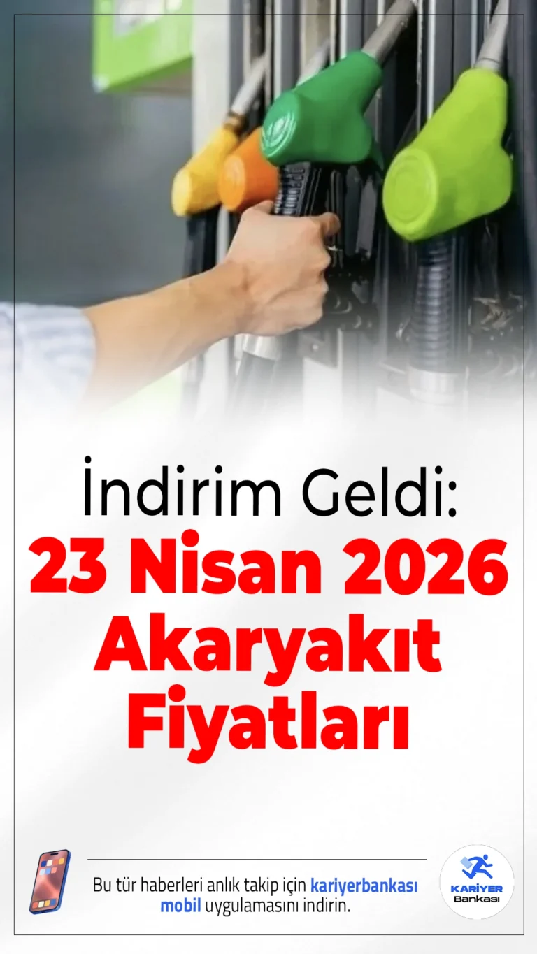 Motorine İndirim Geldi: 23 Nisan 2026 Güncel Akaryakıt Fiyatları.Motorin fiyatlarına gece yarısından itibaren 2,33 TL indirim uygulanırken, benzin ve LPG fiyatlarında değişiklik beklenmiyor.