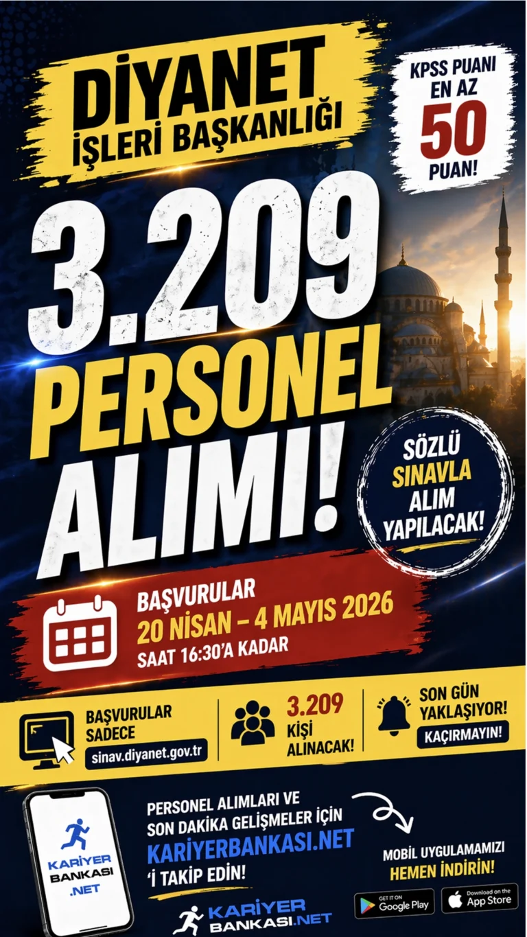 Diyanet 3.209 Personel Alımı Yapacak ! Başvurular Sürüyor