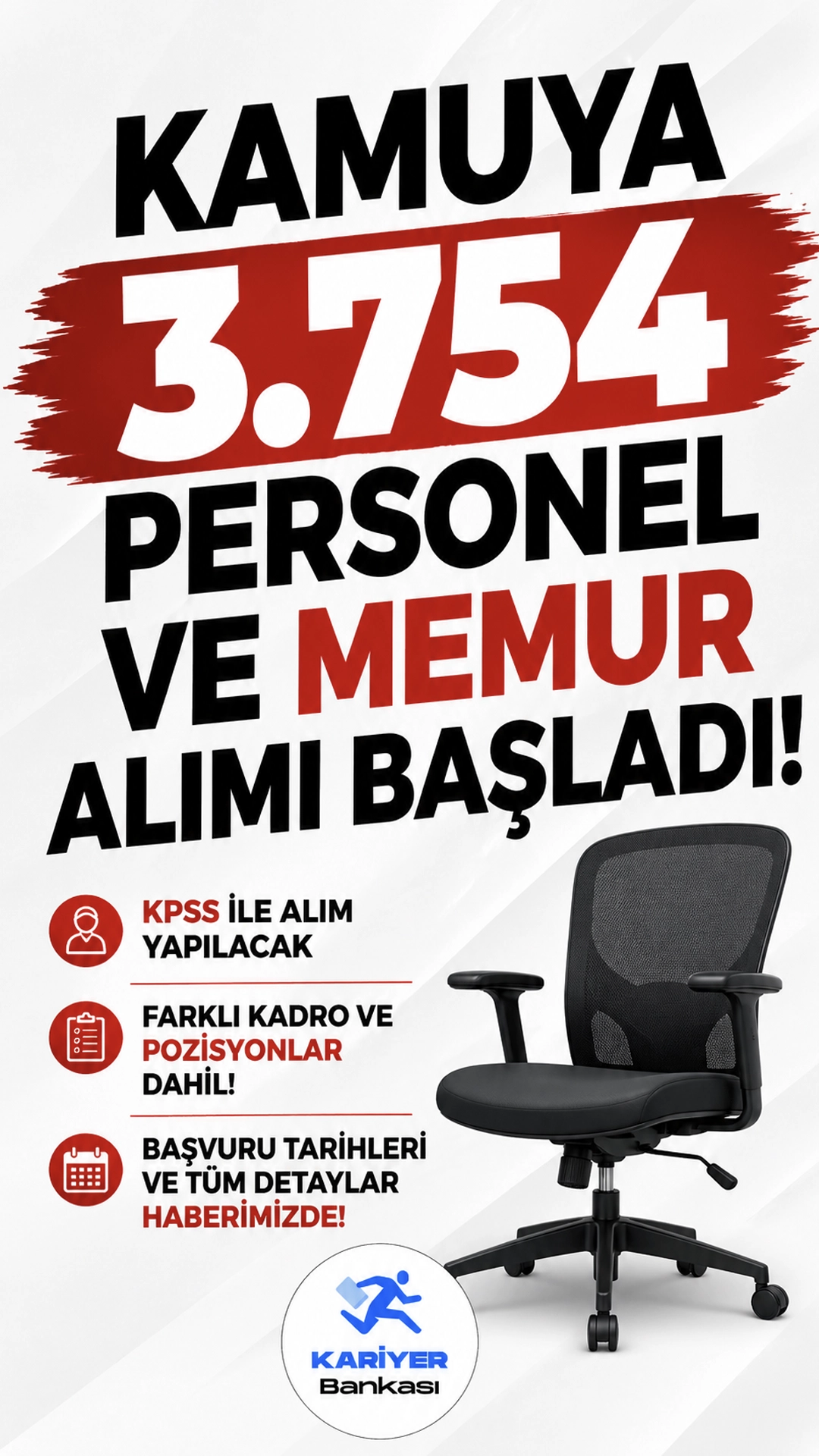 Kamuya 3.754 personel alımı! Diyanet, YÖK ve SGK düşük KPSS şartıyla memur alıyor. Başvurular e-Devlet'te devam ediyor.