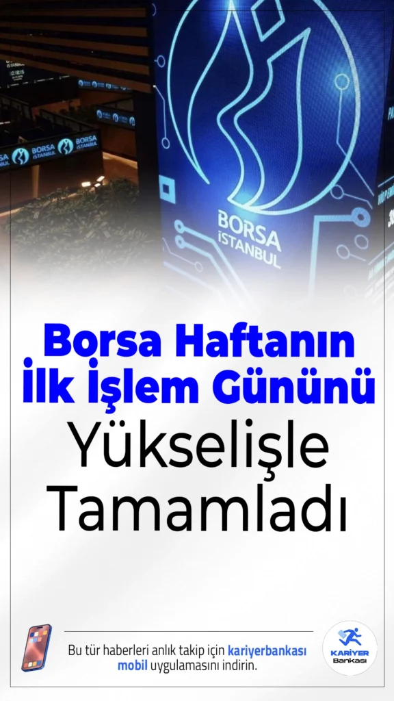 Borsa Haftanın İlk İşlem Gününü Yükselişle Kapattı.Borsa İstanbul’da yatırımcıların yakından takip ettiği BIST 100 endeksi, haftanın ilk işlem gününü güçlü bir performansla tamamladı. Yeni haftaya pozitif başlayan endeks, gün sonunda %1’in üzerinde değer kazanarak 13 bin puanın üzerine çıktı.