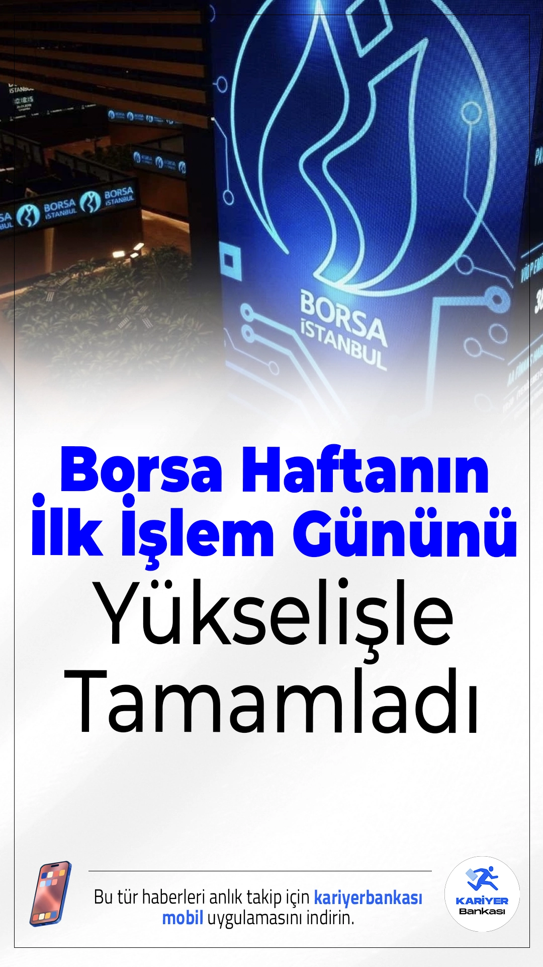 Borsa Haftanın İlk İşlem Gününü Yükselişle Kapattı.Borsa İstanbul’da yatırımcıların yakından takip ettiği BIST 100 endeksi, haftanın ilk işlem gününü güçlü bir performansla tamamladı. Yeni haftaya pozitif başlayan endeks, gün sonunda %1’in üzerinde değer kazanarak 13 bin puanın üzerine çıktı.