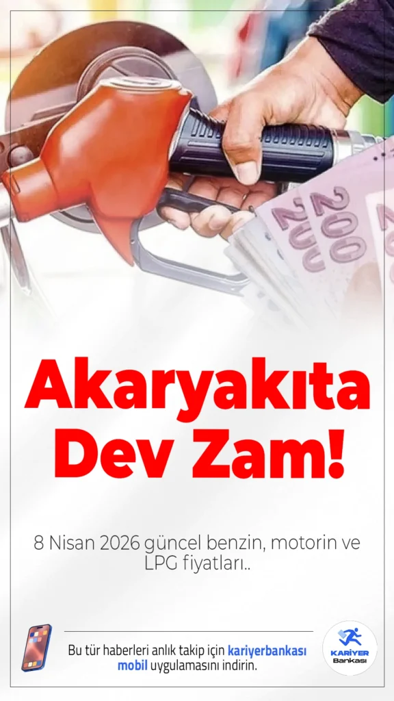 Akaryakıta Dev Zam: 8 Nisan 2026 Güncel Benzin, Motorin ve LPG Fiyatları.Akaryakıt fiyatlarına gelen son zamla birlikte motorin fiyatı sert yükseldi, bazı şehirlerde litre fiyatı 90 TL’ye yaklaştı.