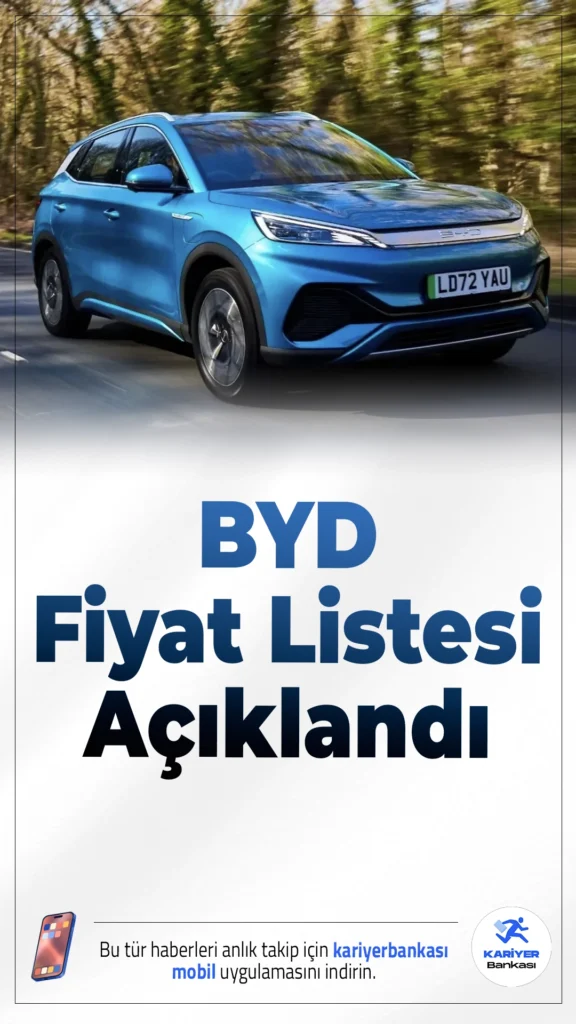BYD Nisan 2026 Fiyat Listesi Açıklandı.BYD, Türkiye’de Nisan ayına özel güncel sıfır araç fiyat listesini duyurdu. Açıklamaya göre bazı modellerde fiyat artışı görülürken, belirli araçlarda kampanyalı indirimler de sunuluyor.