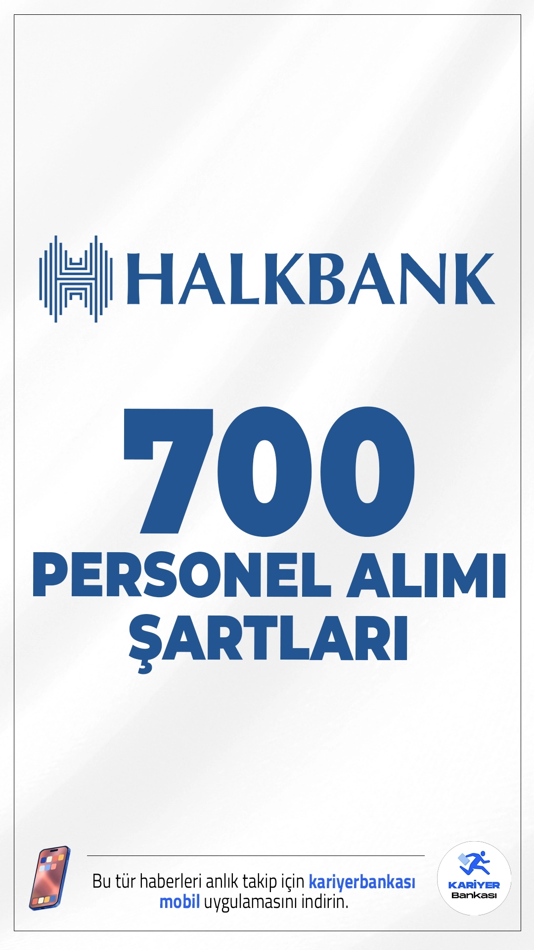 Halkbank 700 Personel Alımı Şartları.Halkbank Müfettiş Yardımcısı, İç Kontrolör Yardımcısı, Uzman Yardımcısı ve Servis Görevlisi kadrolarında personel alımı başvuruları sürüyor. İlgili alım duyurusuna göre, Halkbank'a toplamda 700 personel alımı yapılacak. Başvuru şartları ve kontenjanlara dair detaylar haberimizde.