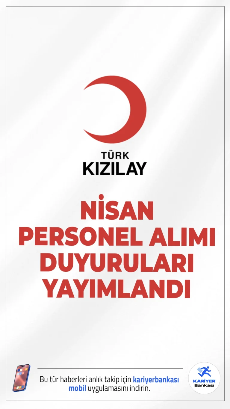 Kızılay Nisan Personel Alımı Duyuruları Yayımlandı.Türk Kızılay bünyesinde faaliyet gösteren Kızılay Bakım A.Ş., Nisan 2026 kapsamında yeni personel alımı ilanlarını yayımladı. İstanbul Bakırköy’de istihdam edilmek üzere mutfak görevlisi ve yaşlı bakım teknikeri ünvanlarıda personel alımı yapılacağı açıklandı. Alımlar, yaşlı bakım hizmetleri kapsamında faaliyet gösteren huzurevinde görev yapmak üzere gerçekleştirilecek.