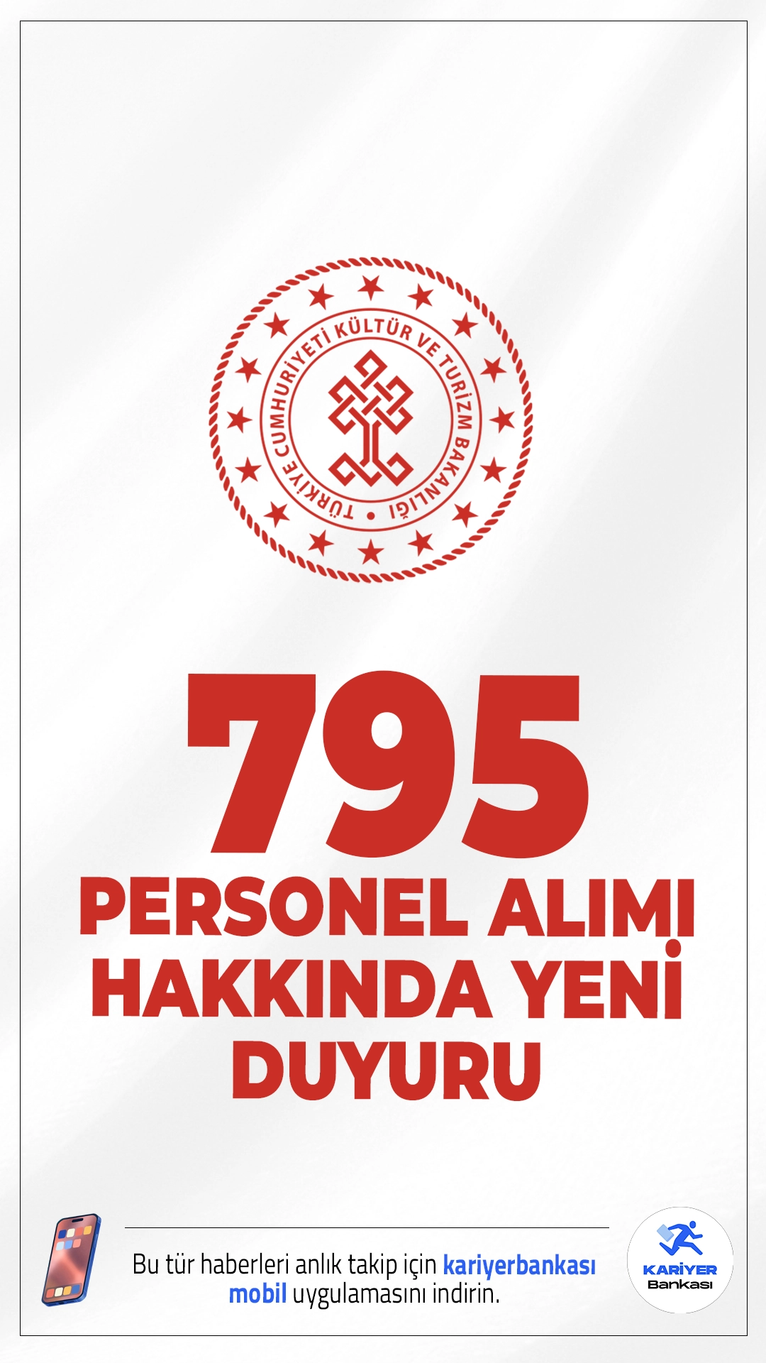 Kültür Bakanlığı 795 Personel Alımı Yedek Adayları Hakkında Duyuru. Kültür ve Turizm Bakanlığı sayfasından yayımlanan duyuruya göre,  25.08.2025-08.09.2025 tarihleri arasında başvuruları alınan 795 Sözleşmeli Personel Alımı kapsamında, atamaya esas belgelerini teslim etmeyen, feragat eden ve kriterleri tutmayan adayların yerine YEDEK ADAYLARIN listesinin açıklandığı aktarıldı.