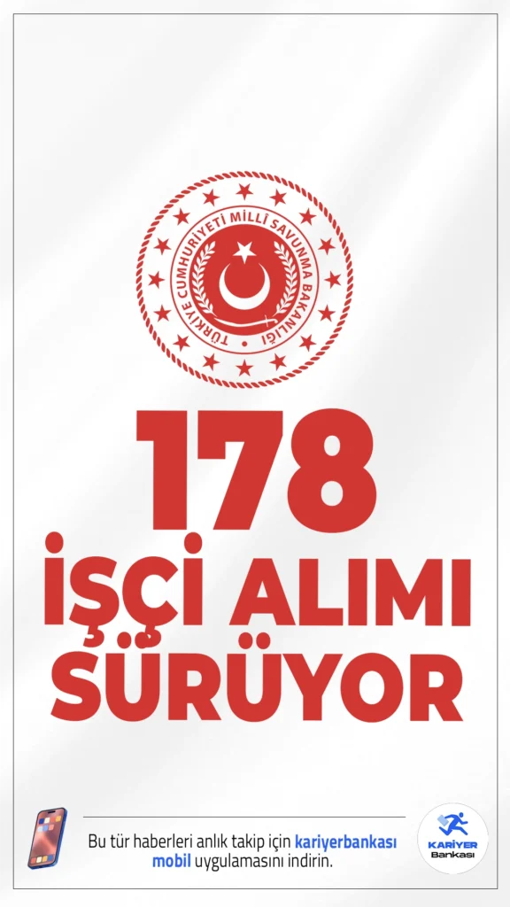 MSB 178 İşçi Alımı Başvuruları Sürüyor.Milli Savunma Bakanlığı (MSB) Engelli ve Terörle Mücadelede Malul Sayılmayacak Şekilde Yaralananlar (TMSY) kapsamında 178 sürekli işçi alımı için başvurular devam ediyor.Başvuru yapacak adayların belirtilen şartları sağlaması gerekmektedir. Başvuru şartları ve kadrolara dair detaylar haberimizde.