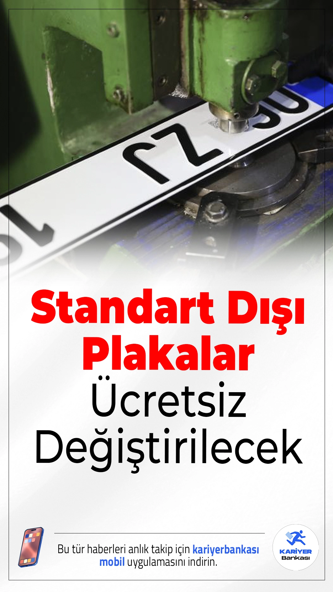 Standart Dışı Plakalar Ücretsiz Değiştirilecek.Standartlara aykırı basılan araç plakaları artık ücretsiz değiştirilecek, vatandaşlardan ek ücret talep edilmeyecek.