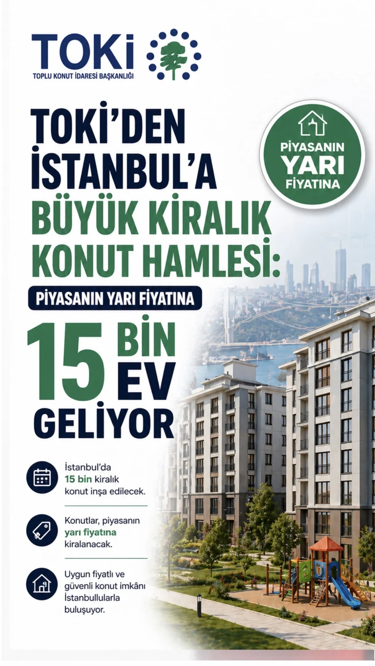 TOKİ'den İstanbul'a Büyük Kiralık Konut Hamlesi: Piyasanın Yarı Fiyatına 15 Bin Ev Geliyor