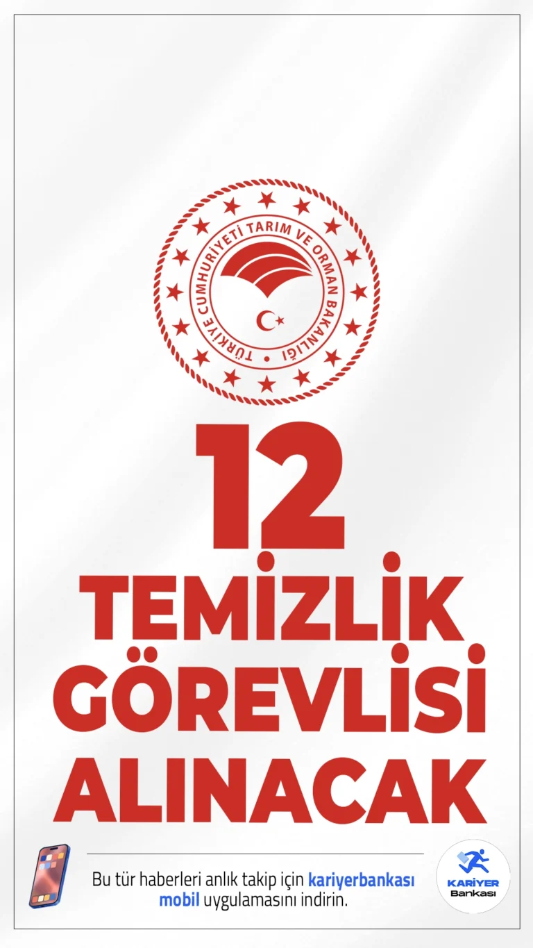 Tarım Bakanlığı 12 Temizlik Görevlisi Alımı Yapacak.Tarım ve Orman Bakanlığı bünyesinde faaliyet gösteren Uluslararası Tarımsal Araştırma ve Eğitim Merkezi Müdürlüğü, toplam 12 temizlik görevlisi alımı yapacağını duyurdu. İlan kapsamında başvurular başlamış olup adaylar işlemlerini İŞKUR üzerinden gerçekleştirebilecek.