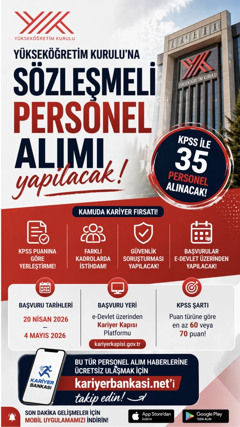 YÖK Sözleşmeli Personel Alımı Yapılacak!