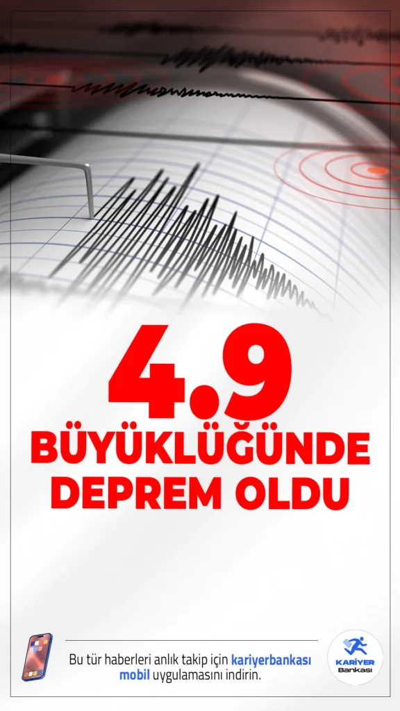 Akdeniz’de 4.9 Büyüklüğünde Deprem Oldu.AFAD, Akdeniz’de 4.9 büyüklüğünde deprem meydana geldiğini duyurdu. Sarsıntının derinliği 8.58 kilometre olarak açıklandı.