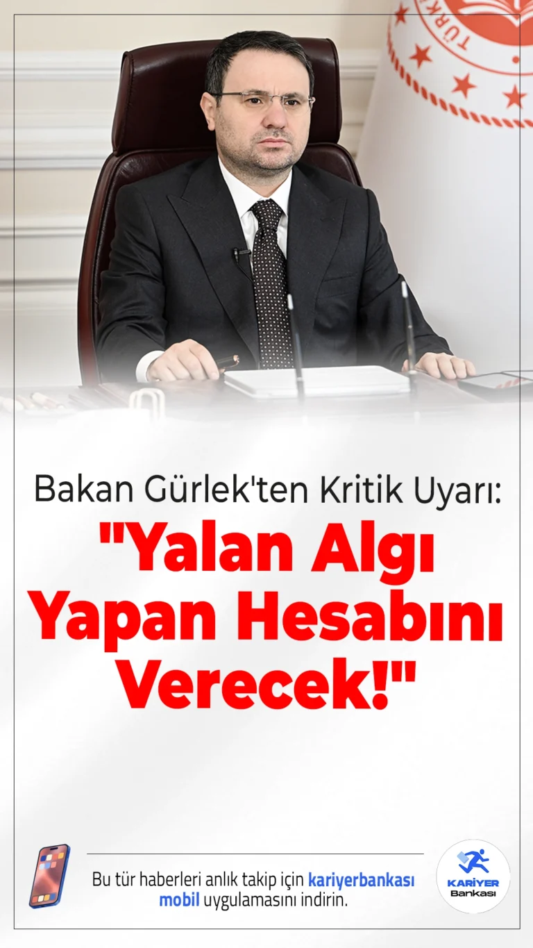 Bakan Gürlek'ten Kritik Uyarı: "Yalan Algı Yapan Hesabını Verecek!"Bakan Gürlek, sosyal medyada yalan haber yayanların hesap vereceğini belirterek yeni anayasa ve yargıda dijitalleşme mesajları verdi.