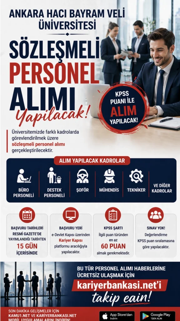 Ankara Hacı Bayram Veli Üniversitesi Personel Alımı Yapacak! KPSS ile Başvuru Fırsatı