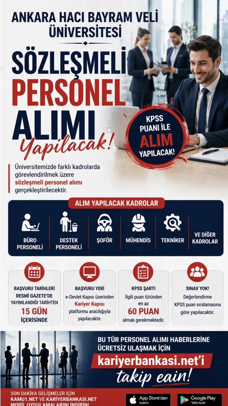 Ankara Hacı Bayram Veli Üniversitesi Personel Alımı Yapacak! KPSS ile Başvuru Fırsatı