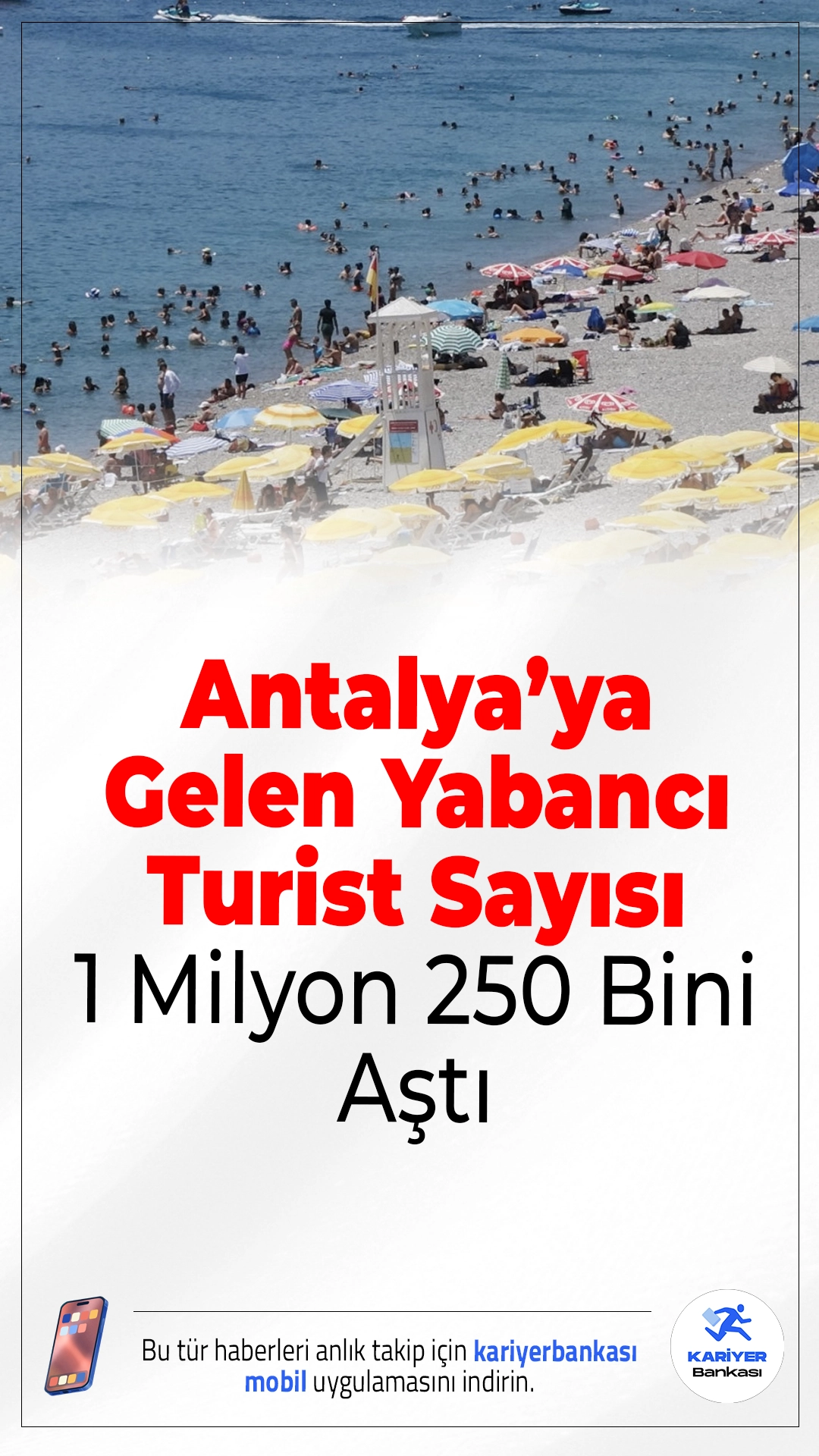 Antalya’ya Gelen Yabancı Turist Sayısı 1 Milyon 250 Bini Aştı.Antalya’da yabancı turist sayısı yılın ilk çeyreğinde yüzde 3 artarak 1 milyon 250 bini geçti. Turizmde hareketlilik yaz sezonu öncesi hız kazandı.