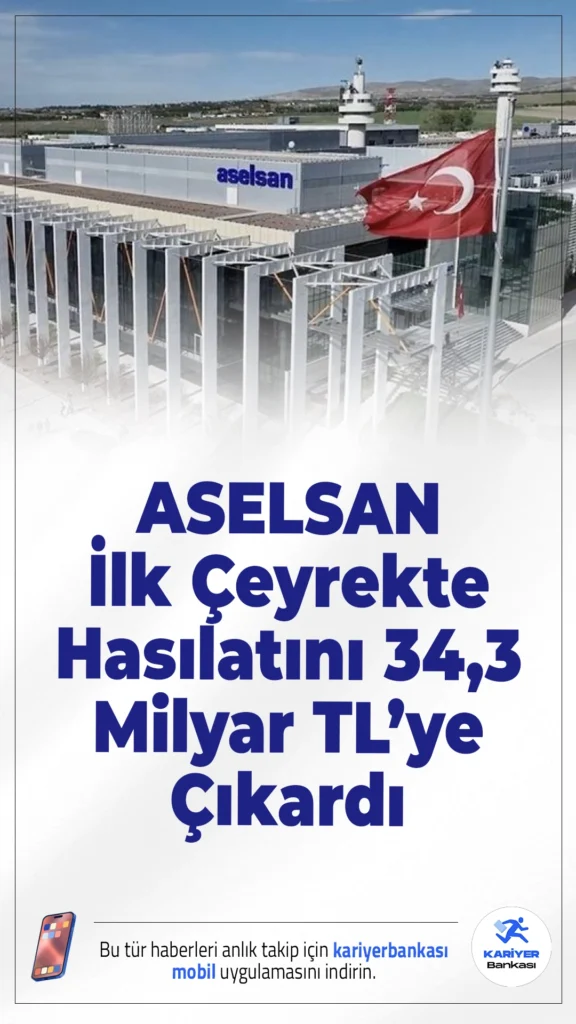 ASELSAN İlk Çeyrekte Hasılatını 34,3 Milyar TL’ye Çıkardı.ASELSAN’ın 2026 ilk çeyrek hasılatı 34,3 milyar TL’ye yükselirken, ihracat sözleşmeleri de arttı.