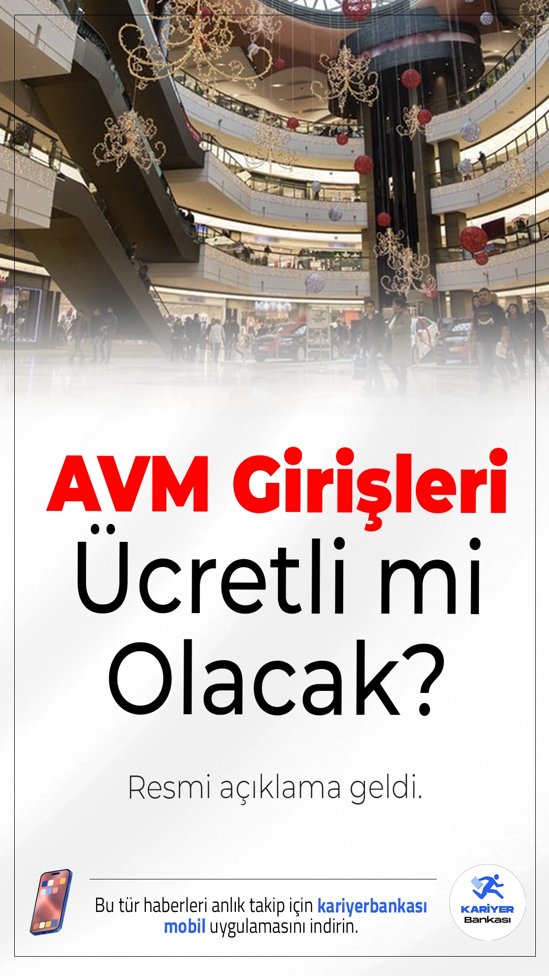 AVM Girişleri Ücretli mi Olacak? Resmi Açıklama Geldi.Sosyal medyada yayılan AVM girişlerinin ücretli olacağı iddiası yalanlandı; yetkililer böyle bir uygulamanın gündemde olmadığını açıkladı.